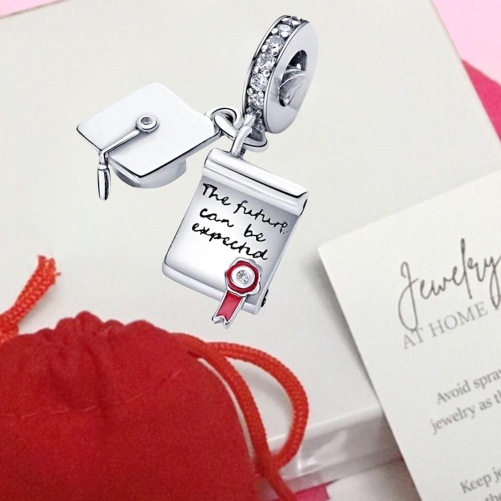 S925 Graduation Cap & Diploma Charm Pandora Style